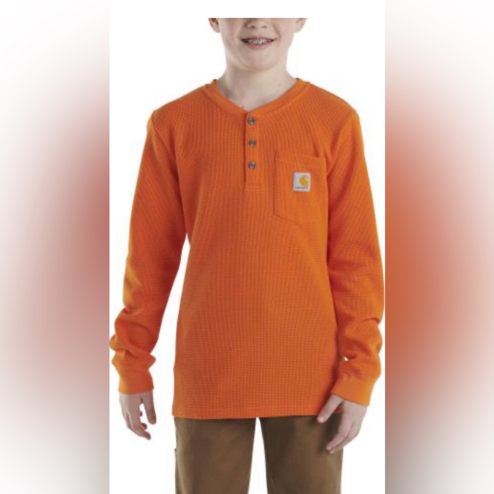 Carhartt Long-Sleeve Henley Pocket T-Shirt YOUTH Boy NWT